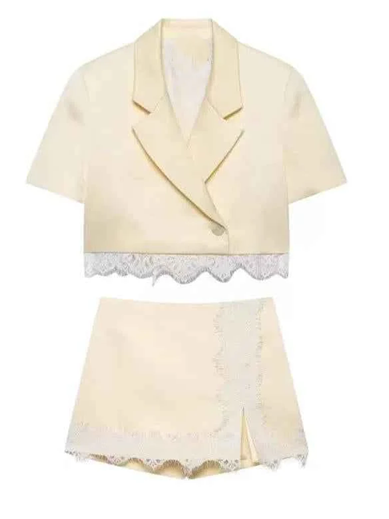 Classy Lace Edge Tailored Mini Co Ord Set