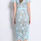 Classy Lace Lapel Short Sleeve Single Breasted Slim Pencil Dress