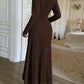Classy Mid Rise Long Sleeve Brown Dress