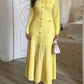 Classy Mid Rise Long Sleeve Yellow Dress