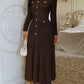 Classy Mid Rise Long Sleeve Brown Dress