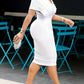 Classy Pearl Decor V Neck White Dress