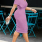 Classy Pearl Decor V Neck Purple Dress