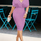 Classy Pearl Decor V Neck Purple Dress