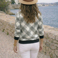 Classy Plaid Print White Sweatshirt