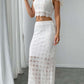 Classy Short Sleeve White Crop Top With Skirt Set