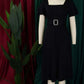 Classy Trumpet Sleeve Black Midi Dress With Belt