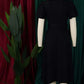 Classy Trumpet Sleeve Black Midi Dress With Belt