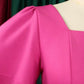 Classy Trumpet Sleeve Pink Midi Dress With Belt