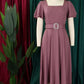 Classy Trumpet Sleeve Coffee Midi Dress With Belt