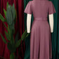 Classy Trumpet Sleeve Coffee Midi Dress With Belt