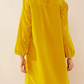 Classy Velvet Pearl Decor Yellow Shirt Dress