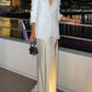 Classy White Long Sleeve Lapel Blazer