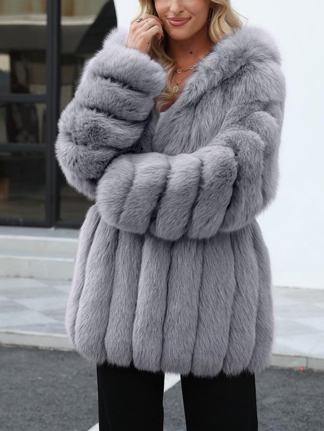 Cozy Winter Lapel Long Sleeve Loose Grey Coat