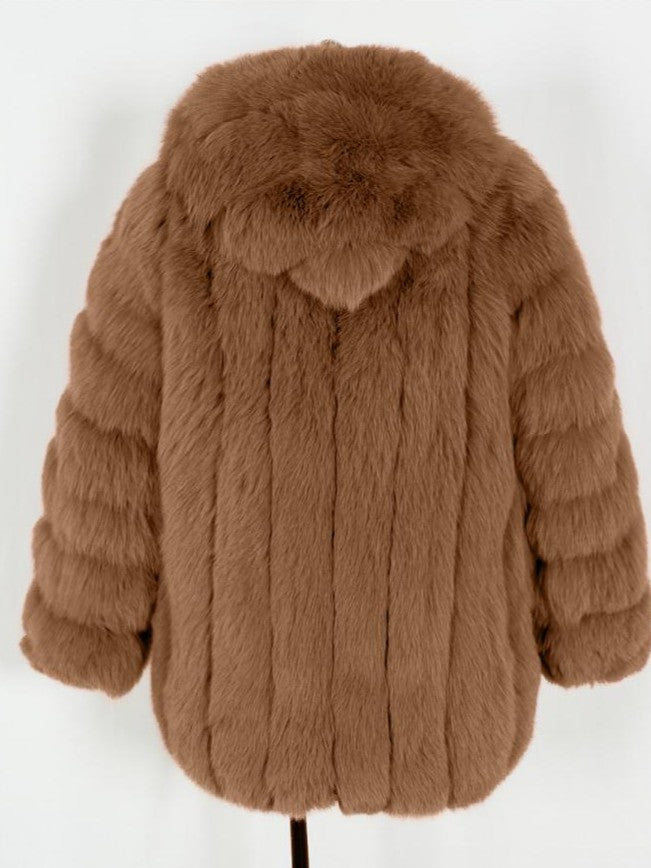 Cozy Winter Lapel Long Sleeve Loose Coffee Coat