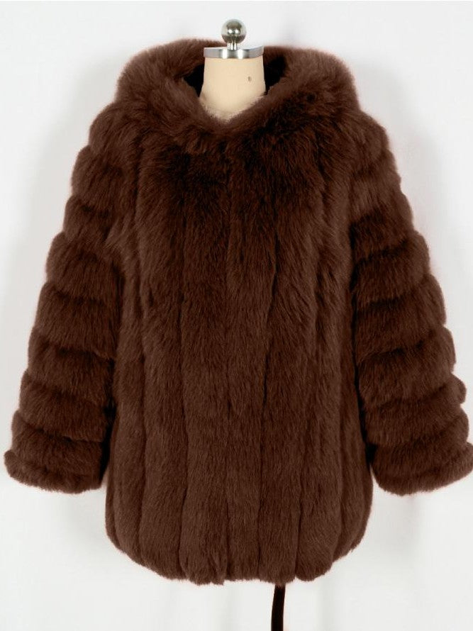 Cozy Winter Lapel Long Sleeve Loose Brown Coat