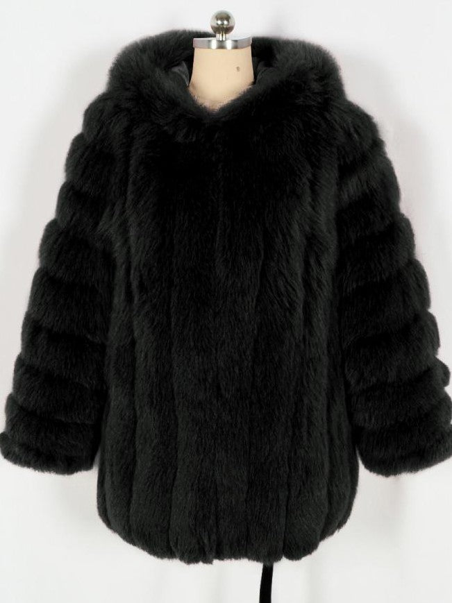 Cozy Winter Lapel Long Sleeve Loose Black Coat