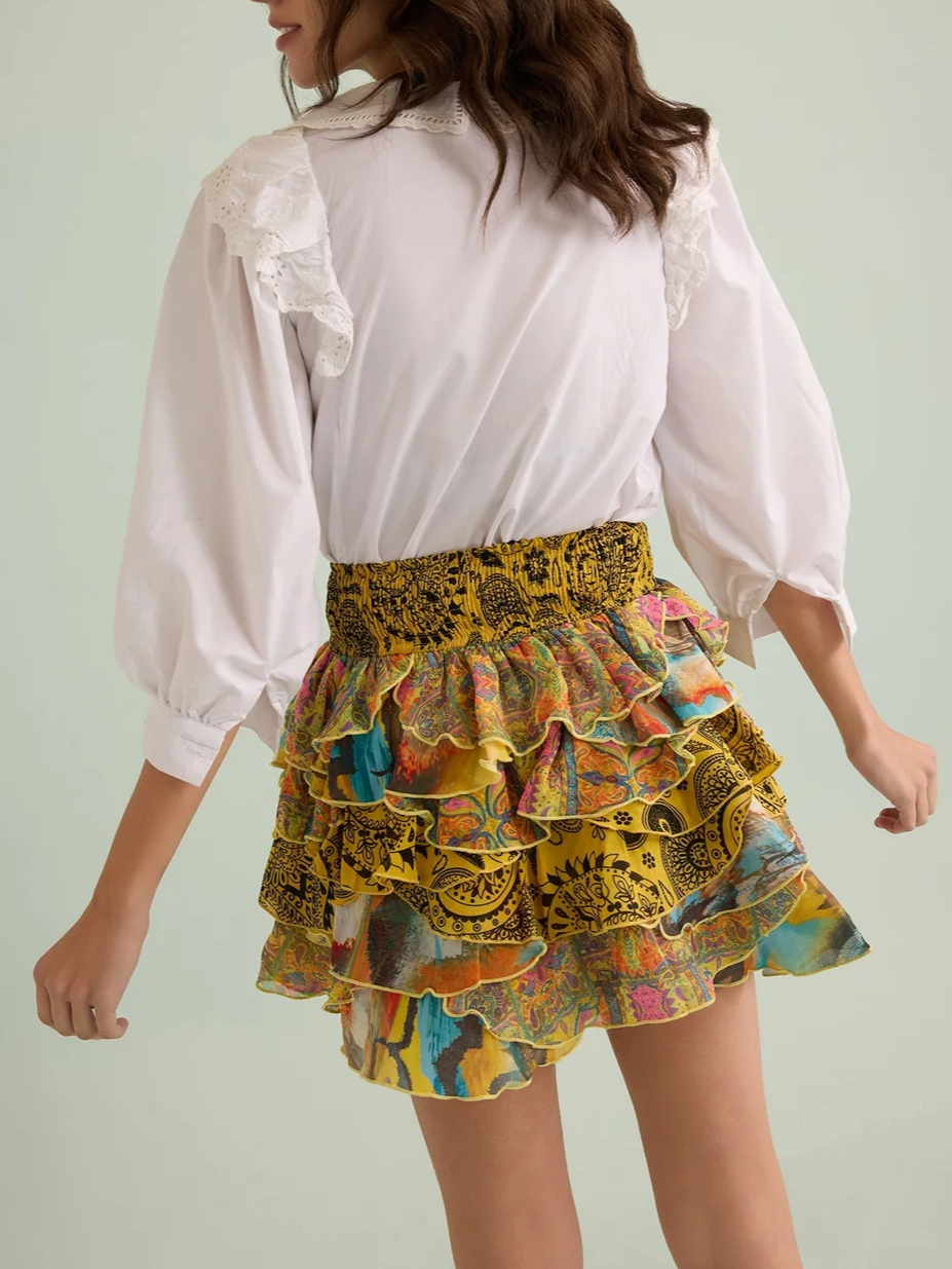 Cute Ruffle Multicoloured Mini Skirt