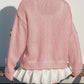 Cute Winter Wear Flower Decor Knit Pink Cardigan