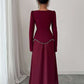 Elegant Beading Patchwork Long Sleeve Red Dress