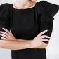 Elegant Black Pleated Puff Sleeve Dress