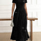 Elegant Bow Sparkle Short Sleeve Black Maxi Dress