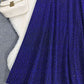 Elegant Bow Sparkle Short Sleeve Blue Maxi Dress