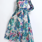 Elegant Nail Bead Swing Printed Green Dress