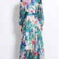 Elegant Nail Bead Swing Printed Green Dress