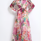Elegant Nail Bead Swing Printed Red Dress