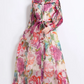 Elegant Nail Bead Swing Printed Red Dress