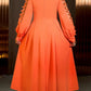 Elegant Orange Applique Patchwork Bracelet Sleeve Maxi Dress