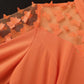 Elegant Orange Applique Patchwork Bracelet Sleeve Maxi Dress