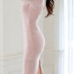 Elegant Pink Formal Fashion Pink Plaid Pencil Dress