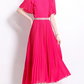 Elegant Short Sleeve Pleated Maxi Dress
