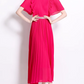 Elegant Short Sleeve Pleated Maxi Dress