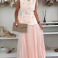 Elite Button Up Vest With Gauze Pleated Pink Skirt Set