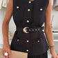 Elite Button Up Vest With Gauze Pleated Skirt Set