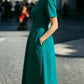 Elite Mock Neck Green Dress