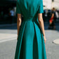 Elite Mock Neck Green Dress