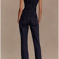 Exclusive Buckle Decor Deep Blue Denim Co ord Set