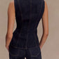 Exclusive Buckle Decor Deep Blue Denim Co ord Set