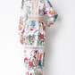 Exclusive Flower Print Hollow Out Lace Long Sleeve Dress