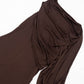 Exclusive Irregular Ruched Shawl Ribbons Brown Midi Dress