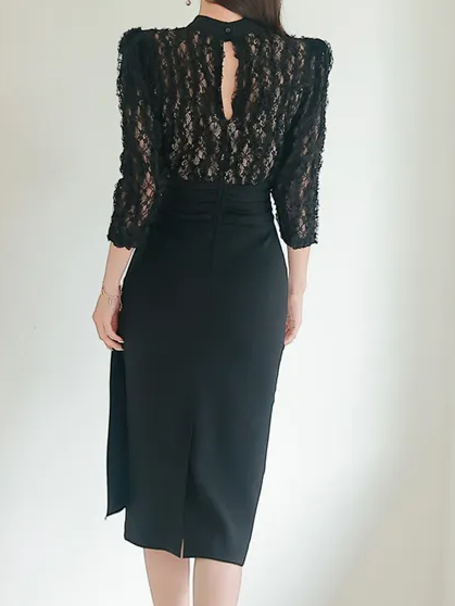 Exclusive Party Wear Black Lace Dress