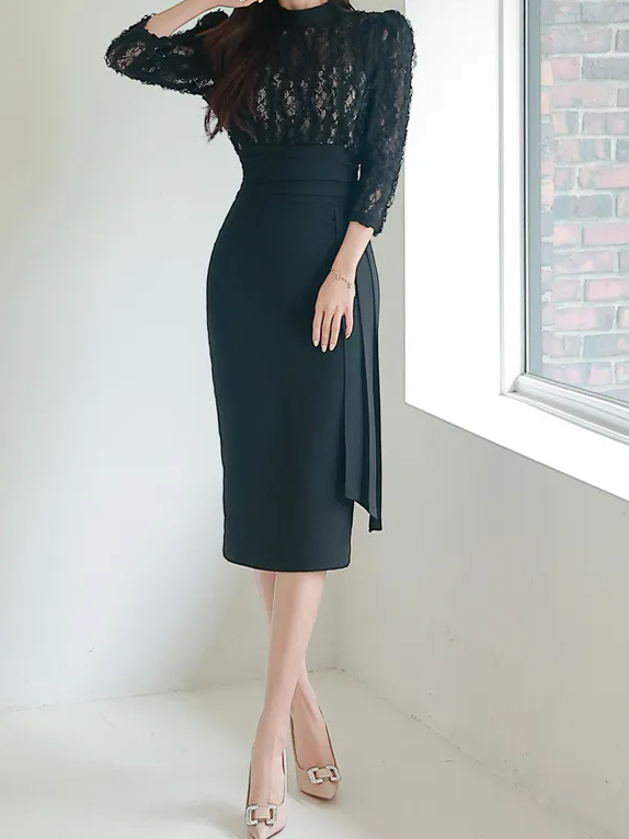 Exclusive Party Wear Black Lace Dress