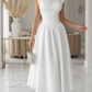 Exclusive Short Sleeve White Corset Flare Midi Dress