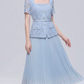 Exquisite Lace Blue Pleated Dress