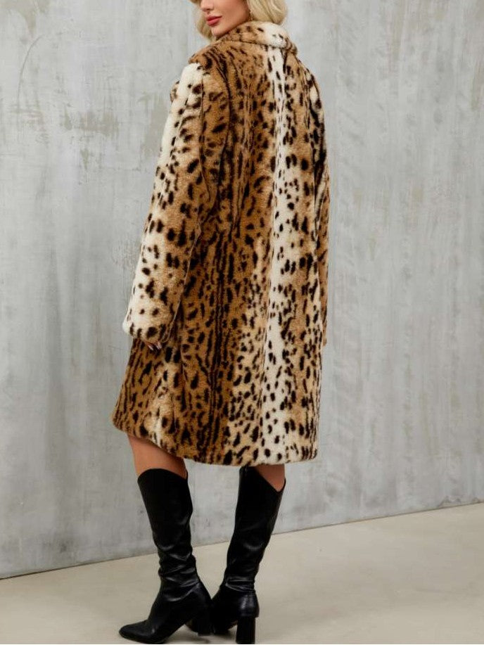 Exquisite Winter Wear Leopard Print Brown Long Coat
