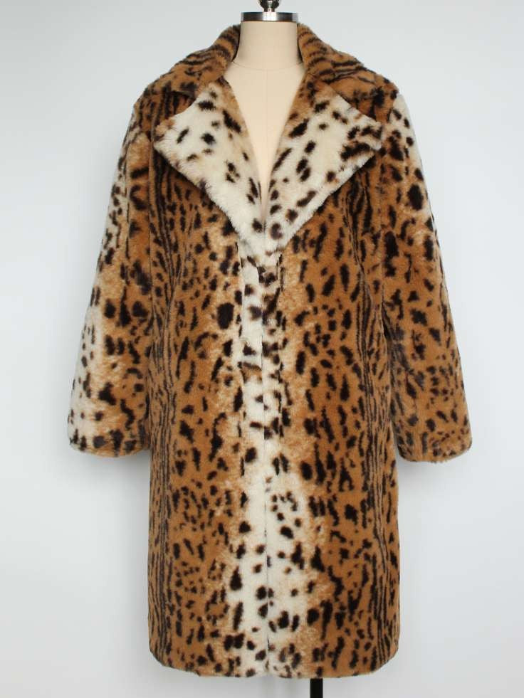 Exquisite Winter Wear Leopard Print Brown Long Coat